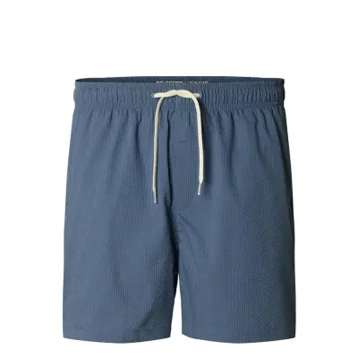 Selected Slhcooper-Seersucker Swimshorts Blå