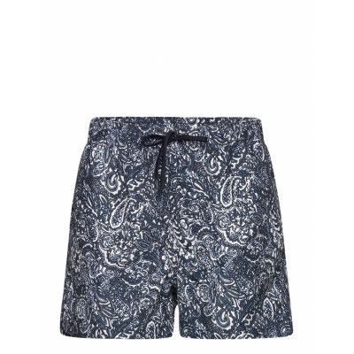 Slhdane Aop Swimshorts W Badshorts Marinblå Selected Homme