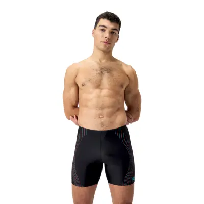 Speedo Mens Duo Logo Print Mid Jammer - Black - 28