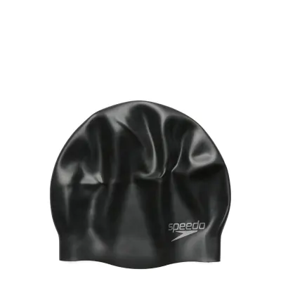 Speedo Plain Moulded Silicone Cap - Black - ONE SIZE