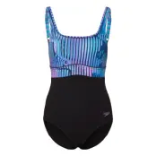 Speedo Womens Shaping Contour Eclipse Printed 1 Pc Svart