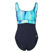 Speedo Womens Shaping Contoureclipse Printed Swimsuit Marinblå