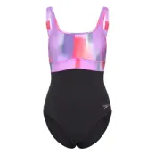 Speedo Womens Shaping Contoureclipse Printed Swimsuit Svart