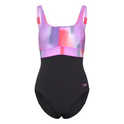 Speedo Womens Shaping Contour Eclipse Printed 1 Pc Svart