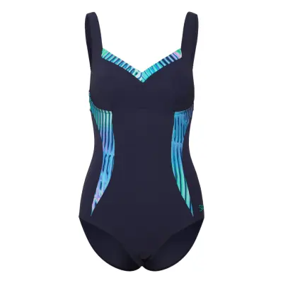 Speedo Womens Shaping Printed Lunaelustre 1 Piece Marinblå
