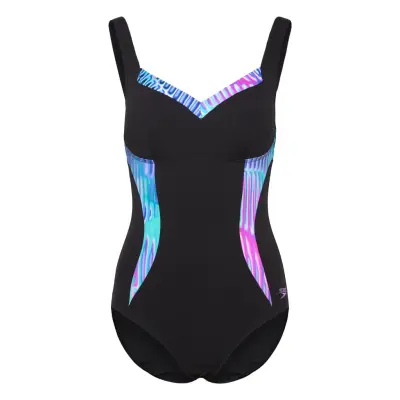 Speedo Womens Shaping Printed Lunaelustre 1 Piece Svart