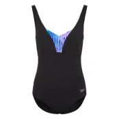 Speedo Womens Shaping Printed Opusgem Dd+ 1 Piece Svart