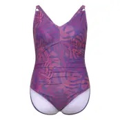 Speedo Womens Shaping Printed V Neck 1 Piece Lila