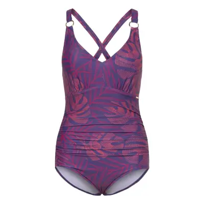 Speedo Womens Shaping Printed V Neck 1 Piece Lila