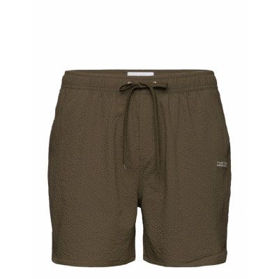 Stan Seersucker Swim Shorts Badshorts Khakigrön Les Deux