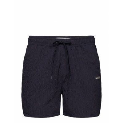 Stan Seersucker Swim Shorts Badshorts Marinblå Les Deux