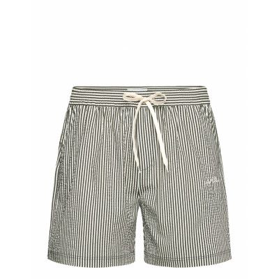 Stan Stripe Seersucker Swim Shorts Badshorts Green Les Deux