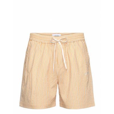 Stan Stripe Seersucker Swim Shorts Badshorts Yellow Les Deux