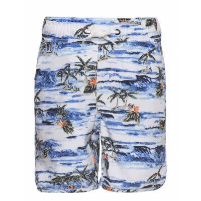 Swim Shorts Aop With Elastic Waist Badshorts Blue Knowledge Cotton Apparel