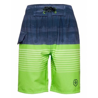 Swim Shorts Striped Upf 30+ Badshorts Grön Color Kids