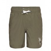 Swim Shorts With Elastic Waist And Badshorts Khaki Green Knowledge Cotton Apparel