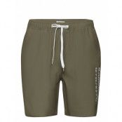 Swim Shorts With Elastic Waist And *Villkorat Erbjudande Badshorts Khakigrön Knowledge Cotton Apparel