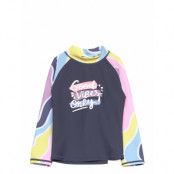 Color Kids T-Shirt L/S W. Chest Print Blå