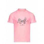 T-Shirt W. Print Swimwear Swim Tops Pink Color Kids