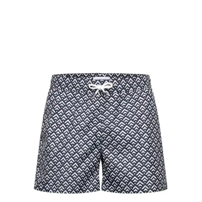 The Resort Co. Classic Swim Shorts Navy Chevron Marinblå