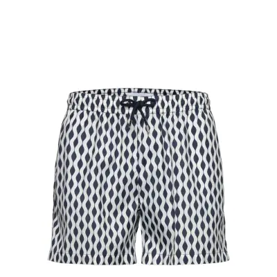 The Resort Co. Classic Swim Shorts Navy Waves Svart