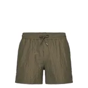 The Resort Co. Classic Swim Shorts Olive Seersucker Khaki Green