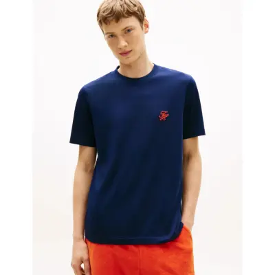 Tommy Hilfiger Script Monogram Swimshop Tee - Navy - XL