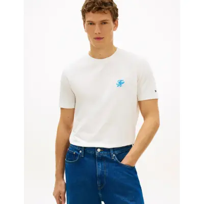 Tommy Hilfiger Script Monogram Swimshop Tee - White - XL