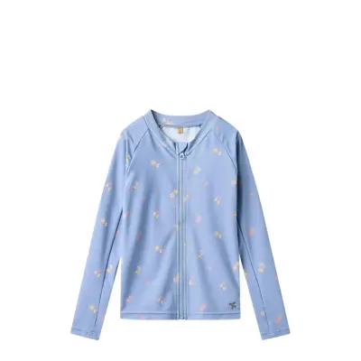 Wheat Swim T-Shirt L/S Zip Ada Blå