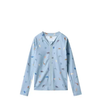 Wheat Swim T-Shirt L/S Zip Ada Blå