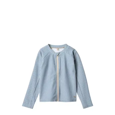 Wheat Swim T-Shirt L/S Zip Ada Blå