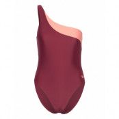 Speedo Womens Asymetric 1 Piece Burgundy