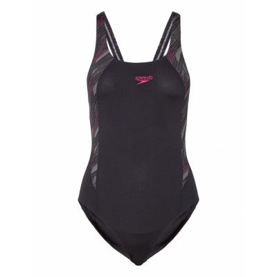 Womens Hyper Boom Splice Muscleback Sport Swimsuits Svart Speedo