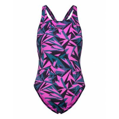 8-12199 Womens Hyperboom Allover Medalist Sport Swimsuits Pink Speedo