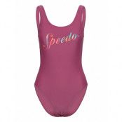 Womens Logo Deep U-Back Sport Swimsuits Rosa Speedo