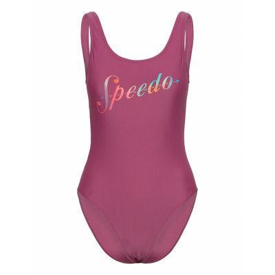Womens Logo Deep U-Back Sport Swimsuits Rosa Speedo