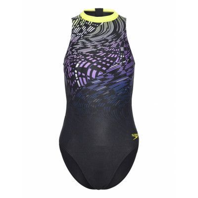 Womens Printed Hydrasuit Sport Swimsuits Svart Speedo
