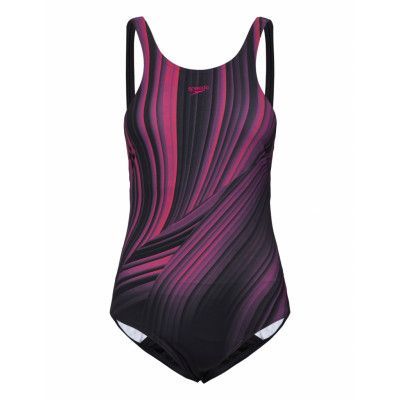 Womens Shaping Enlace Printed 1 Piece Sport Swimsuits Black Speedo