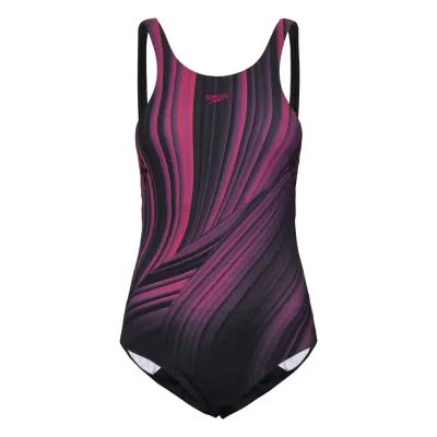 Womens Shaping Enlace Printed 1 Piece Sport Swimsuits Black Speedo