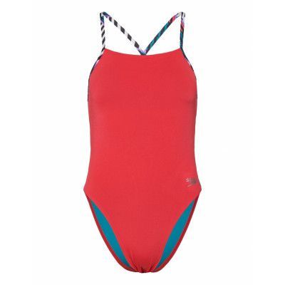 Speedo Womens Solid Lattice Tie-Back Röd