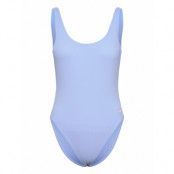 Womens Textured Deep U-Back Sport Swimsuits Blue Speedo