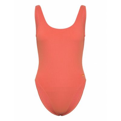 Speedo Womens Textured Deep U-Back Orange