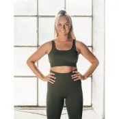 aim´n Khaki Ribbed Seamless Bra - Green - XS