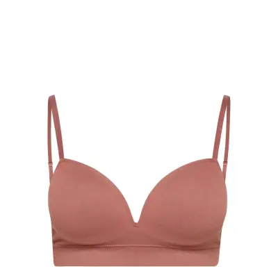 Bra Seamless Push Up Rib BH Brun Lindex