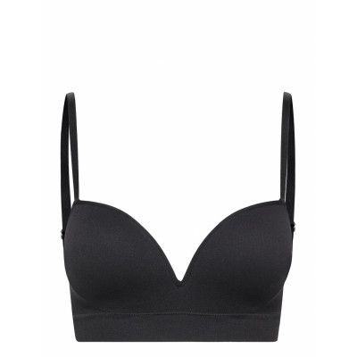 Bra Seamless Push Up Rib Lingerie Bras & Tops Push Up Bras Svart Lindex