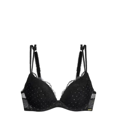 Dorina Origins-Shimmer Dot Mesh Push Up Plunge Marinblå