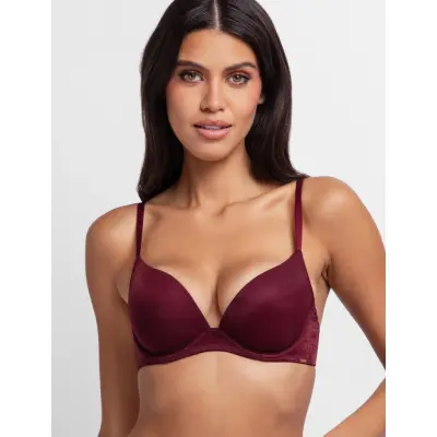 Dorina Origins-Shimmer Mesh Push Up Plunge - Red - D x 80