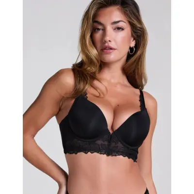 Hunkemöller Jemima Padded Underwired Longline Push-Up Bra - Black - D x 70