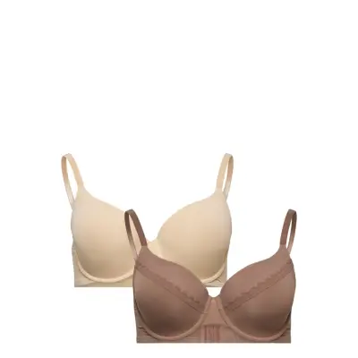 Light_Padded Jana-2Pp Demi Lingerie Bras & Tops Push Up Bras Beige Dorina