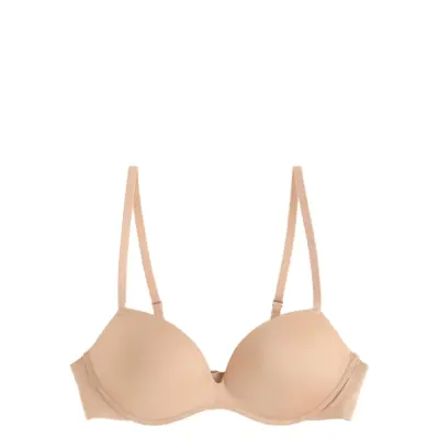 Lindex Bra Wirefree Push Shiny Micro Beige